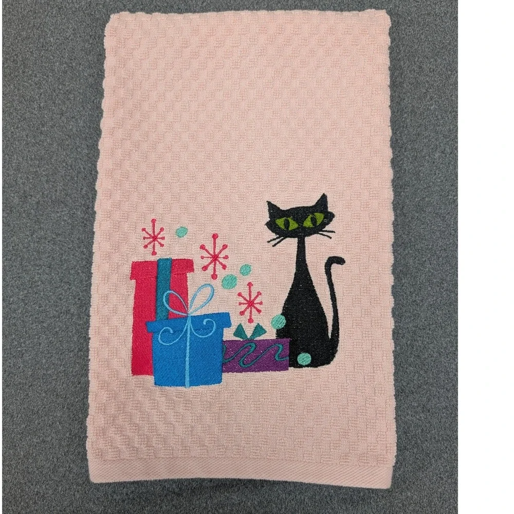 Christmas Mid Mod Atomic 1950's Holiday Gifts Kitchen Bath Bar Tea Hand Towel